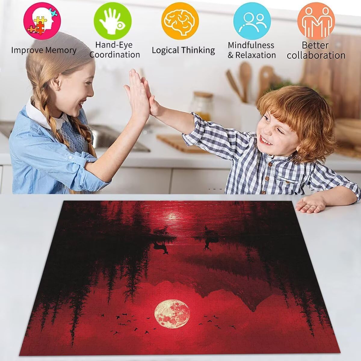 Puzzle Erwachsene 3000 Teile Mond REH Educa Jigsaw für Kinder ab 8 Jahren Mädchen Jungen, Erwachsene Impossible Klassische Puzzles Schwer, Anspruchsvoll Spielspaß, Als Familienspiel 81x122cm t-990