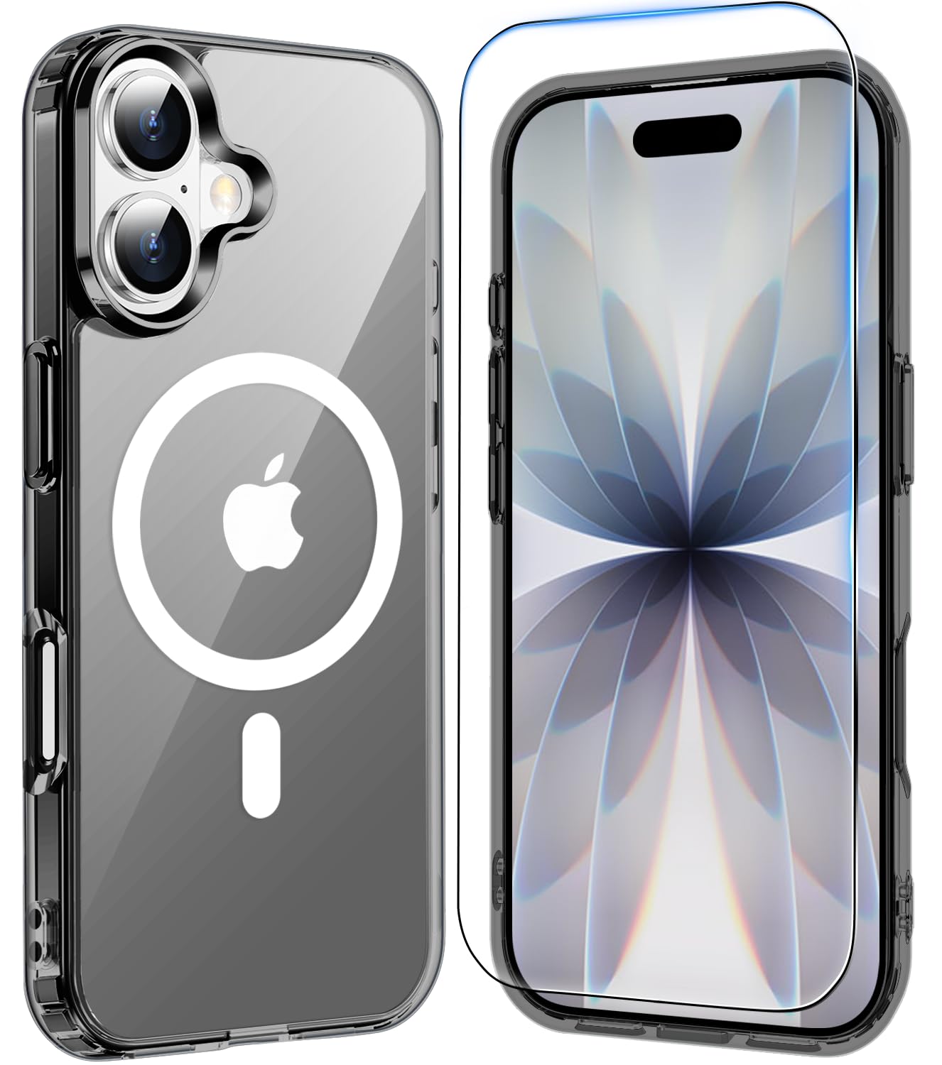Temdan for iPhone 17 Case with Screen Protector Clear Black