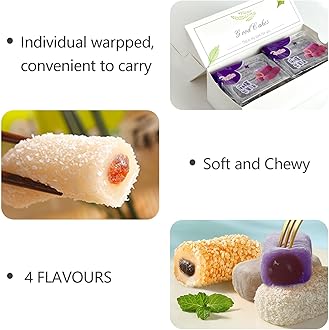 KWOLYKIM Mochi Rice Cake, 6 Pack Sesame Flavor 12.69oz Soft & Sweet Mochi Individually Packaging Dessert Asian Pastry Traditional Snack and Food