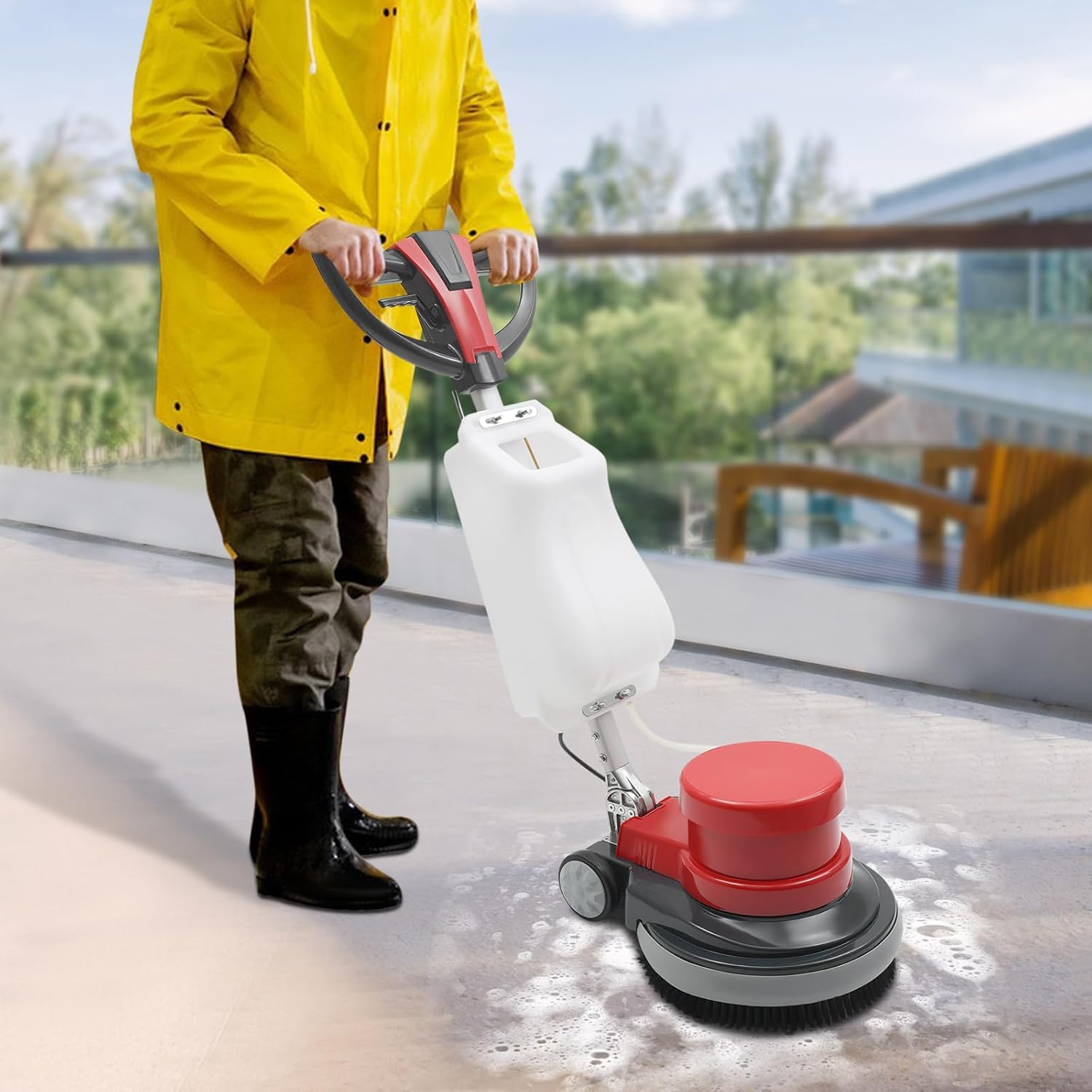 17" Floor Cleaning Machine Portable Brushes Polisher 1100W Multi-functional Brushing Machine Carpet Cleaner for Home Commercial Use