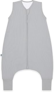 emma & noah Baby Schlafsack mit Füßen 1.0 TOG, Ganzjahres Schlafsack mit Beinen für den Frühling, Sommer und Herbst, 100% Bio-Baumwolle, Oeko-TEX Zertifiziert (Essential Grau, 70 cm)