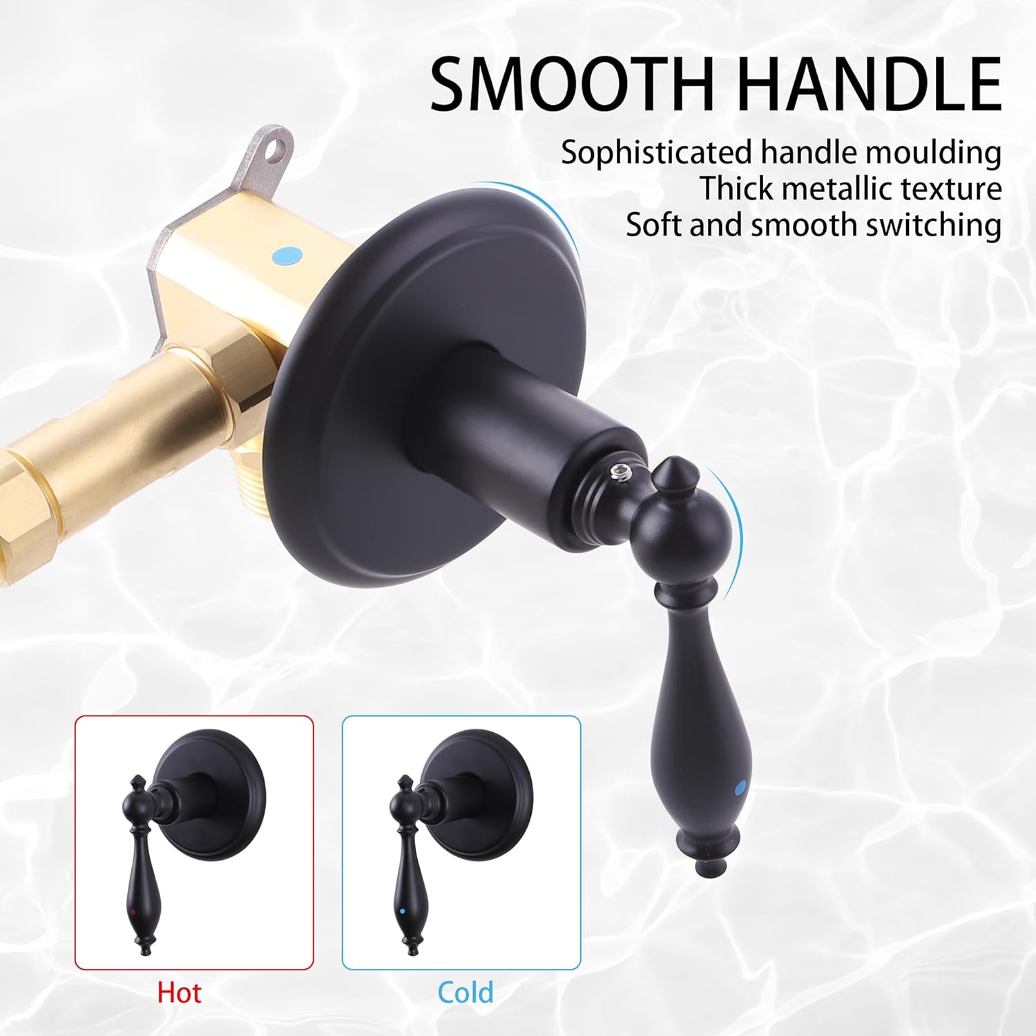 LIWEIKE 2 Handle Shower Faucet Set, Matte Black Two Handles Shower Faucet with 8 Inch Rain Shower Head Shower Faucet Set 2 Knobs, Wall Mounted - Image 8