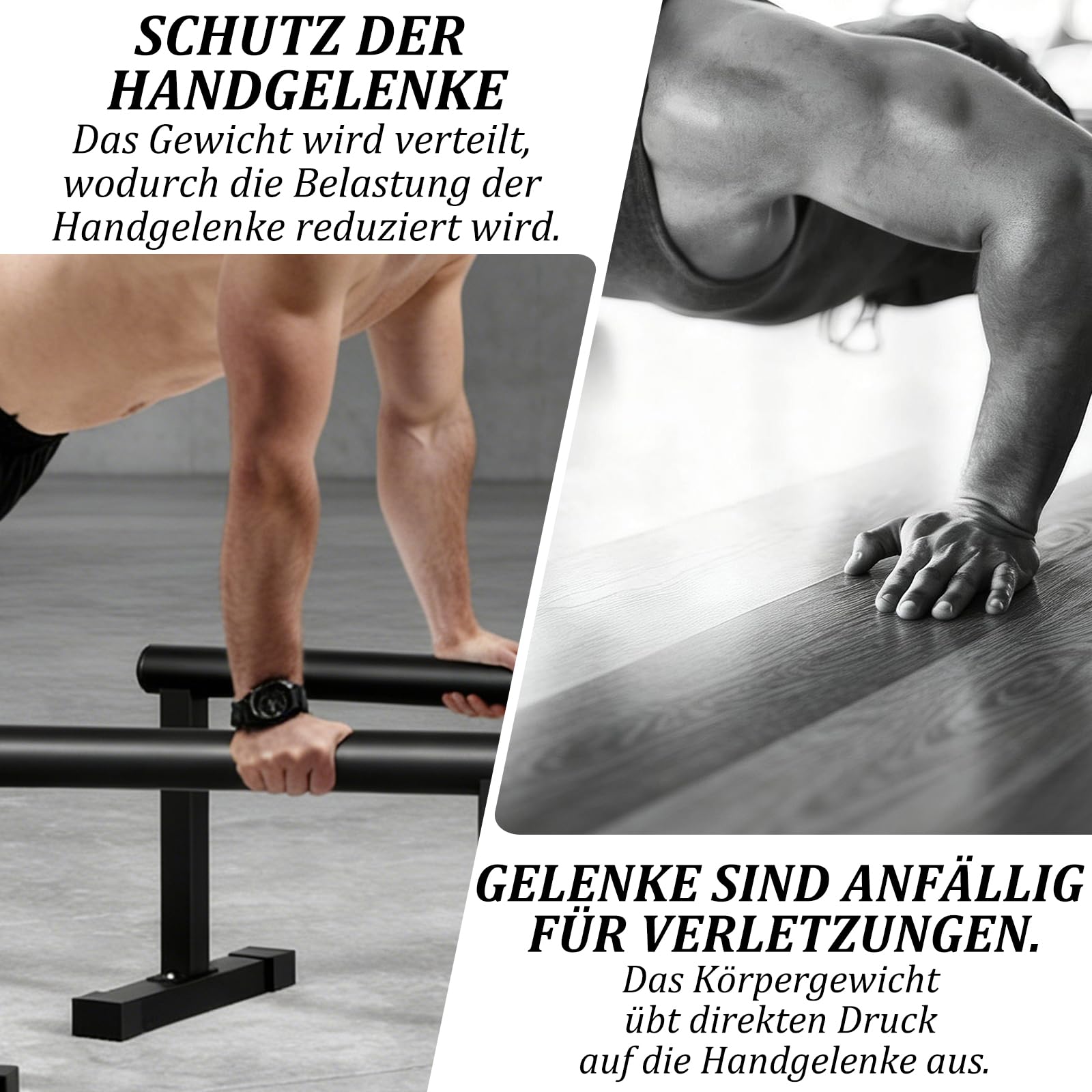 Parallettes mit Holzgriffen, Rutschfeste Handstand Griffe/Dip Bar für Calisthenics, Krafttraining & Yoga, Handstand Stütze für In- und Outdoor