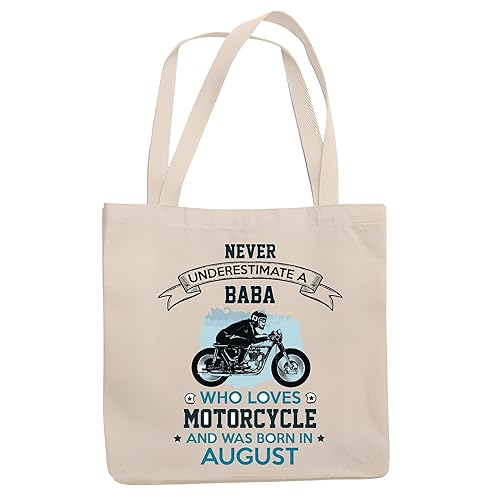 Motorcycle Loving DADA Born in SEPTEMBER Gift Idea Natural White Multicolor Canvas Tote Bag