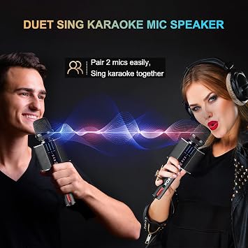 BONAOK Karaoke Microphone, Portable Wireless Bluetooth Karaoke Mic for Adults&Kids Car Home Outdoor Party, Karaoke Machine for PC/All Smartphone G50 Black 2025