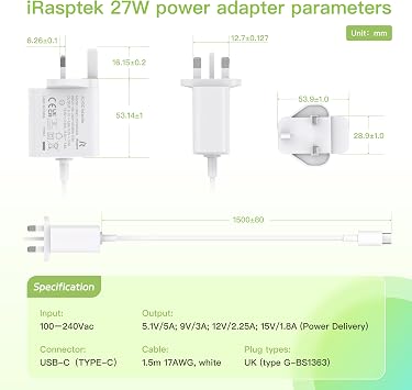 iRasptek Starter Kit for Raspberry Pi 5 RAM 8GB - 128GB Edition of OS-Bookworm Pre-Installed (Aluminum Case)
