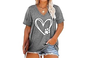 Plus Size Love Heart V Neck T Shirts