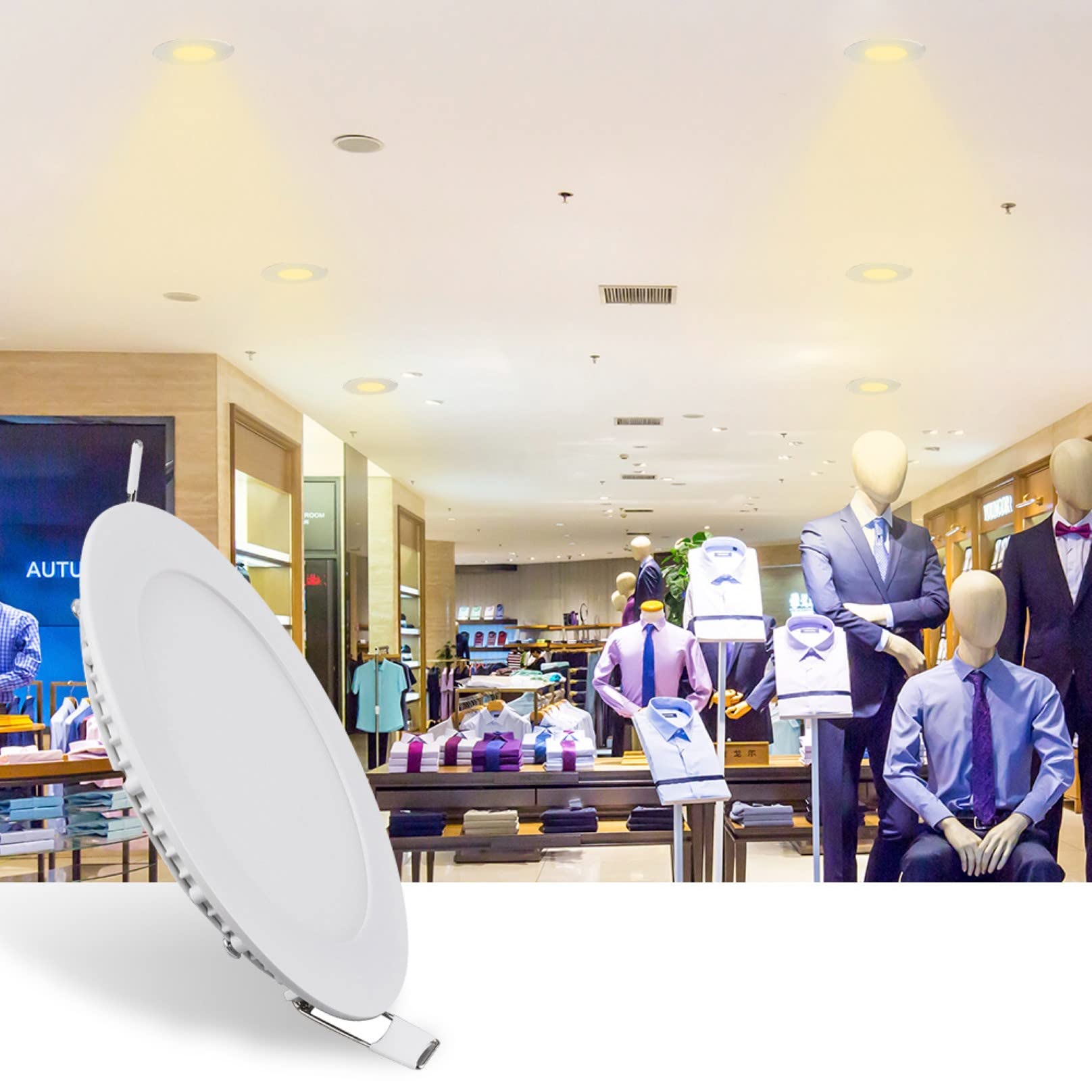 Downlight LED empotrable de 9 W para baño y cocina, focos de techo de 5 pulgadas, 540 lm, orificio de 130 mm, luz blanca de 4500 K, paquete de 8