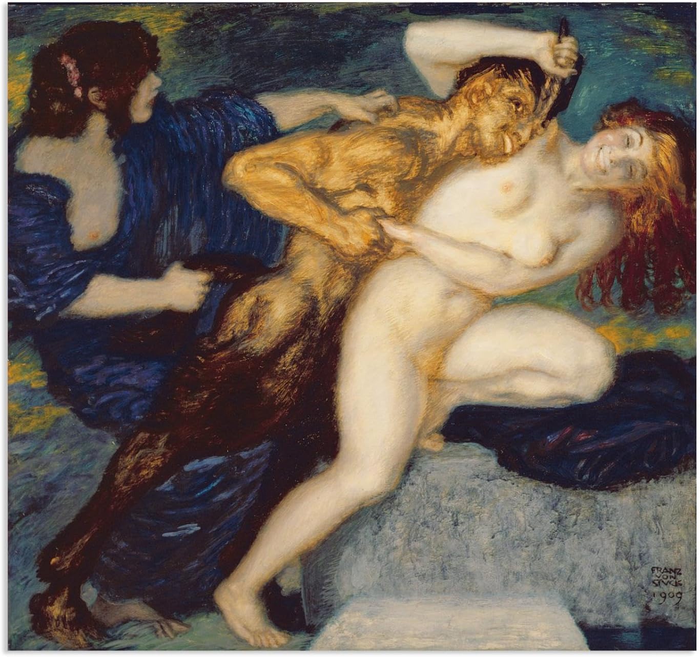 Franz Von Stuck Poster Scherzo Canvas Painting Vintage 30x30cm Frameless