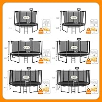 Vista 2 de DeepRoar 2026 Upgraded 8FT 10FT 12FT 14FT 15FT 16FT Outdoor Tranpoline for Kids, Big tranpoline with Basketball Hoop, Lights, Sprinkler & Socks