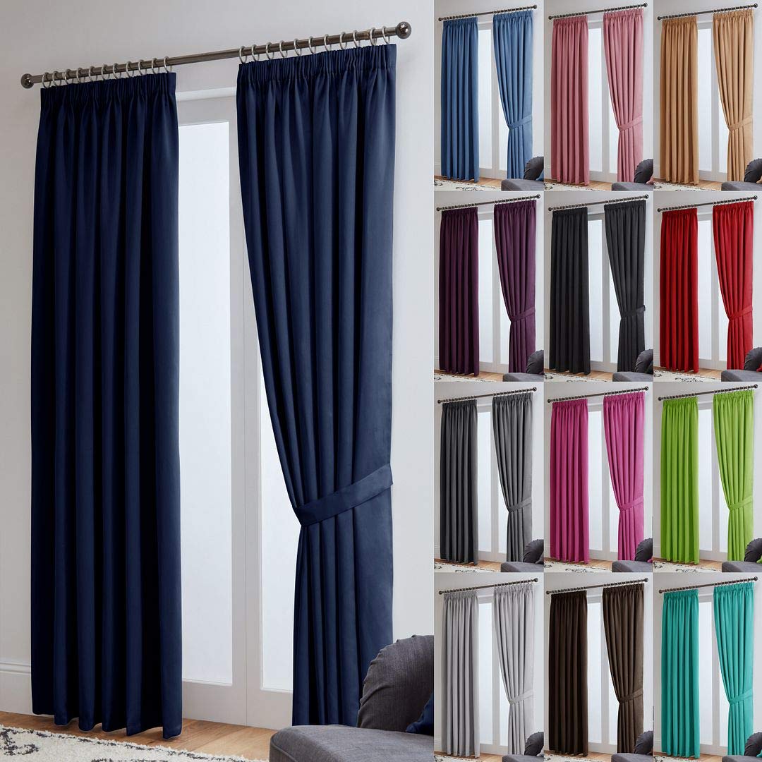 John Aird Blackout Curtains Pencil Pleat with Tie Backs (Navy, W 46" x L 90" (2 Panels) Thermal Energy Saving Curtains for Bedroom & Living Room โ image 1