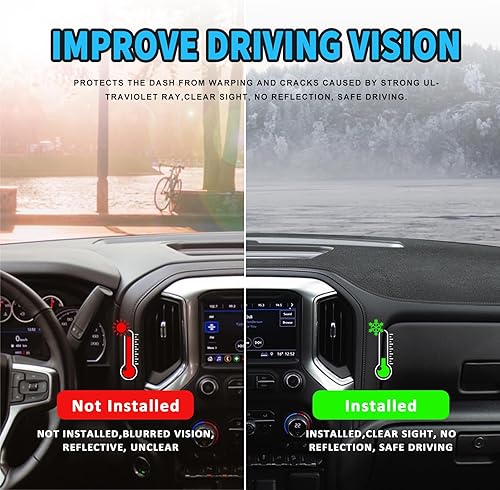 Miniatura 4 de POSAID Alfombrillas para tablero de Chevy Chevrolet Silverado 2019-2021, cubierta de alfombra para tablero para GMC Sierra 2019-2022, gris