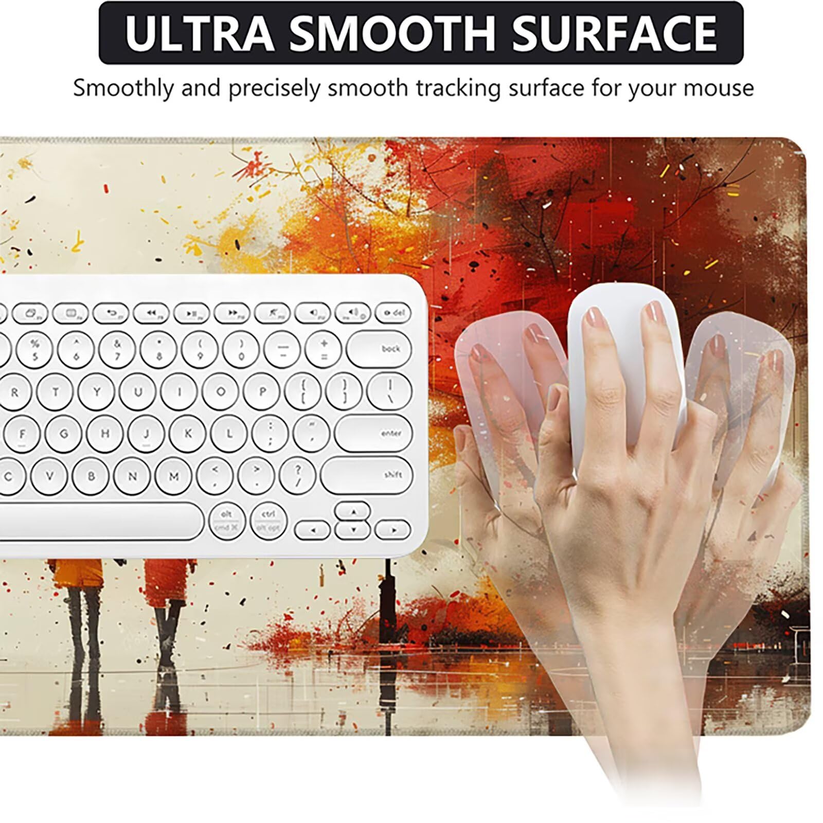 OtoñO Alfombrilla Ratón Gaming XXL 1500x800 mm, Alfombrilla Gaming Rojo Mousepad con Base de Goma Antideslizante, Impermeable Desk Mat para Teclado y Raton, Accesorios Gaming, Regalos de Hombre 9-W