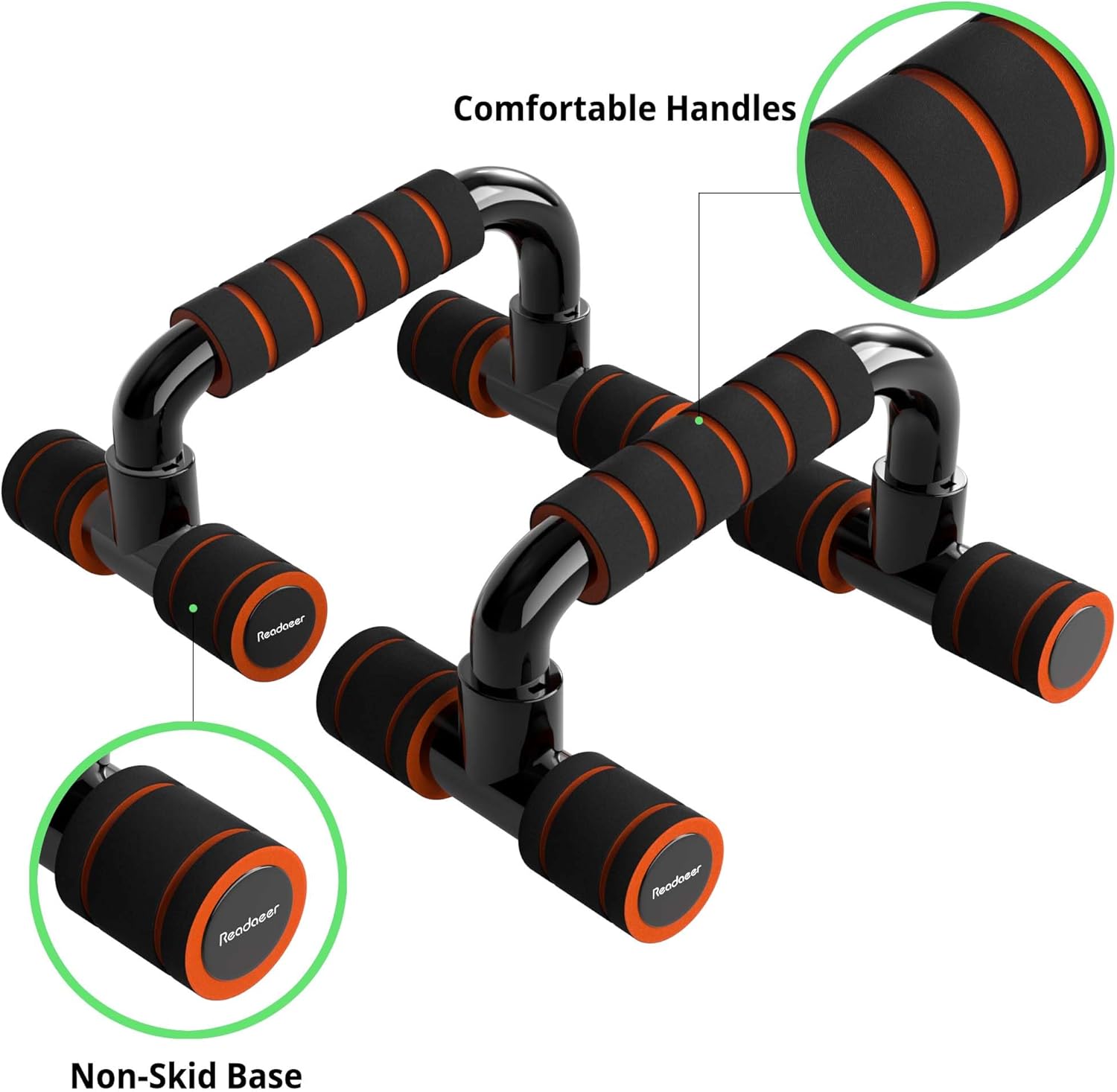 READAEER Push Up Bars Gym Exercise Equipment Fitness 1 Pair Pushup Handles with Cushioned Foam Grip and Non-Slip Sturdy Structure Push Up Bars for Men & Women