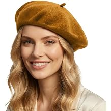 Wool Beret hat Women, Female Autumn and Winter England Retro Hundred with Autumn Candy Colour Painter Octagonal Beret - Ginger