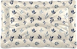 Minimal Blue Leaves Dog Bed for Small Dogs, Comfy Thick Padding Non-Slip Dog Mat Machine Washable Pet Bed, 18"x24"