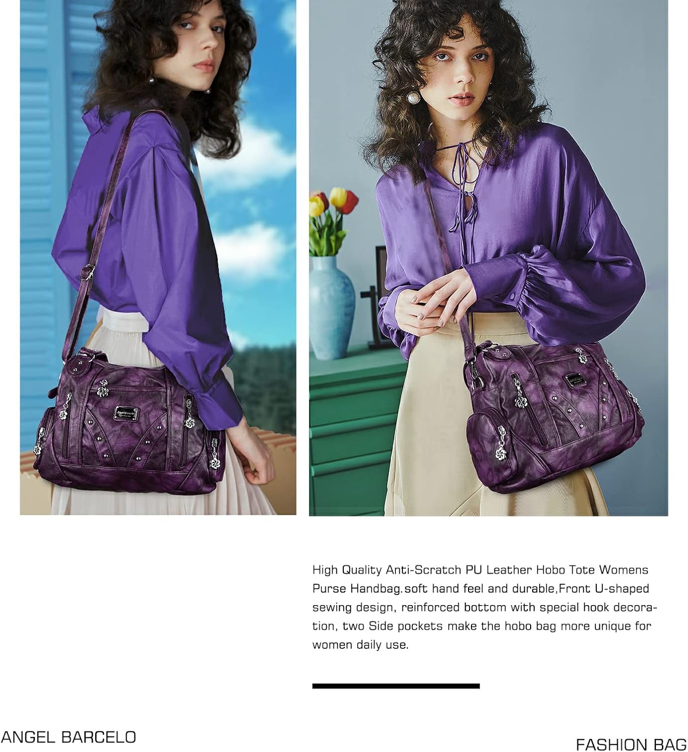 Angel Barcelo Hobo Bag for Women Crossbody Purse and Handbags Ladies Shoulder Bags - Image 2