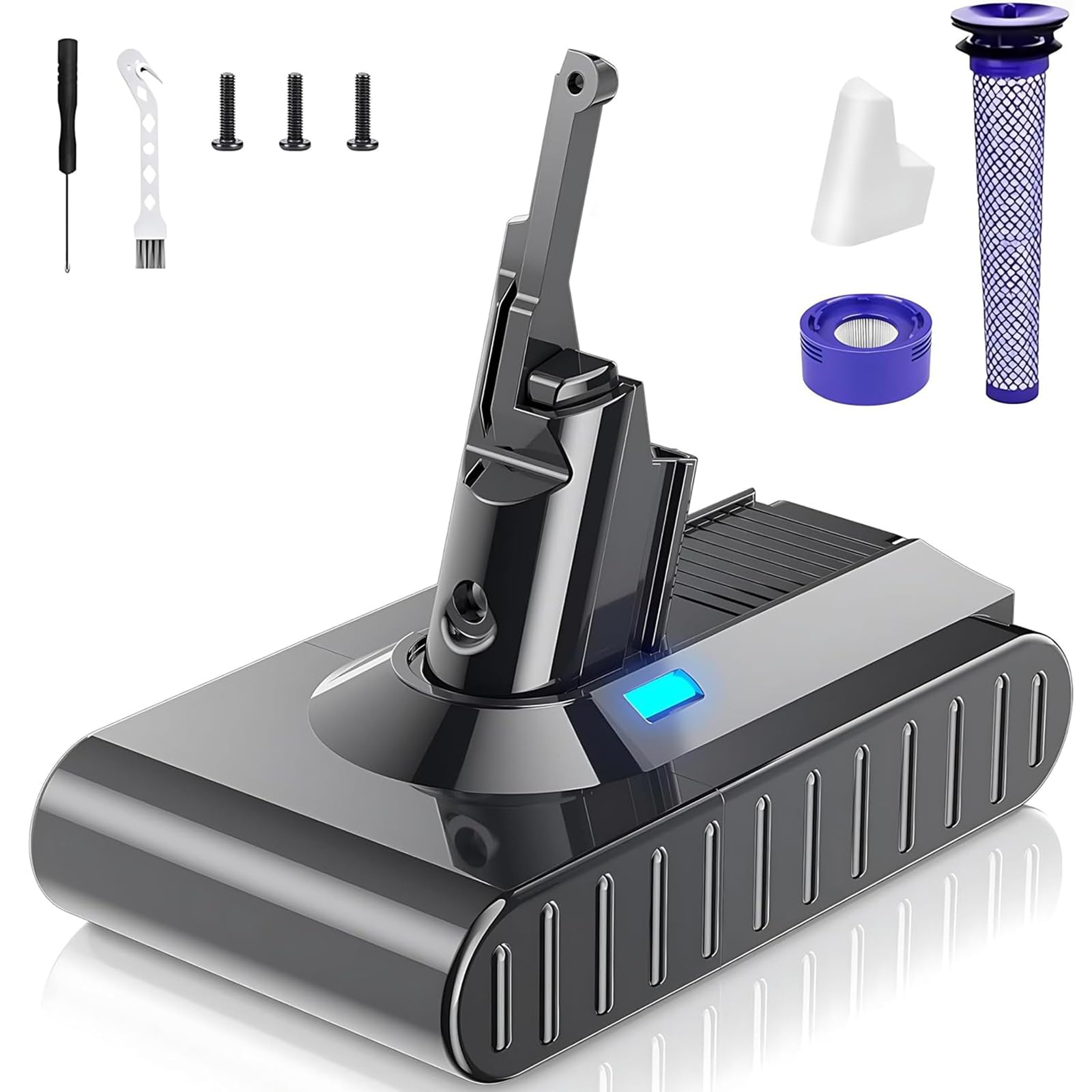 6000mAh Replacement for Dyson V8 Battery 21.6V Li-ion (8-Piece Kit)