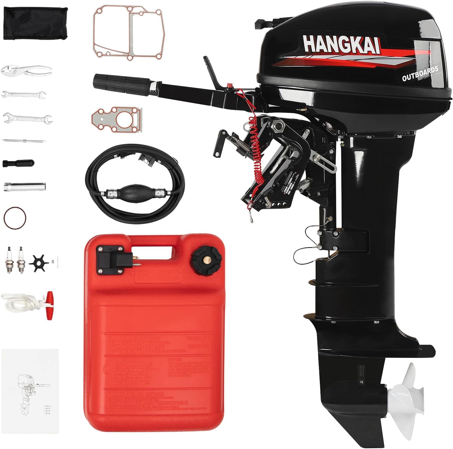 2 Stroke 18HP Outboard Motor, Long Shaft Outboard Motor Boat Engine, 246CC Heavy Duty Fishing Boat Marine Engine with CDI Ignition System Water Cooling System -Long Shaft