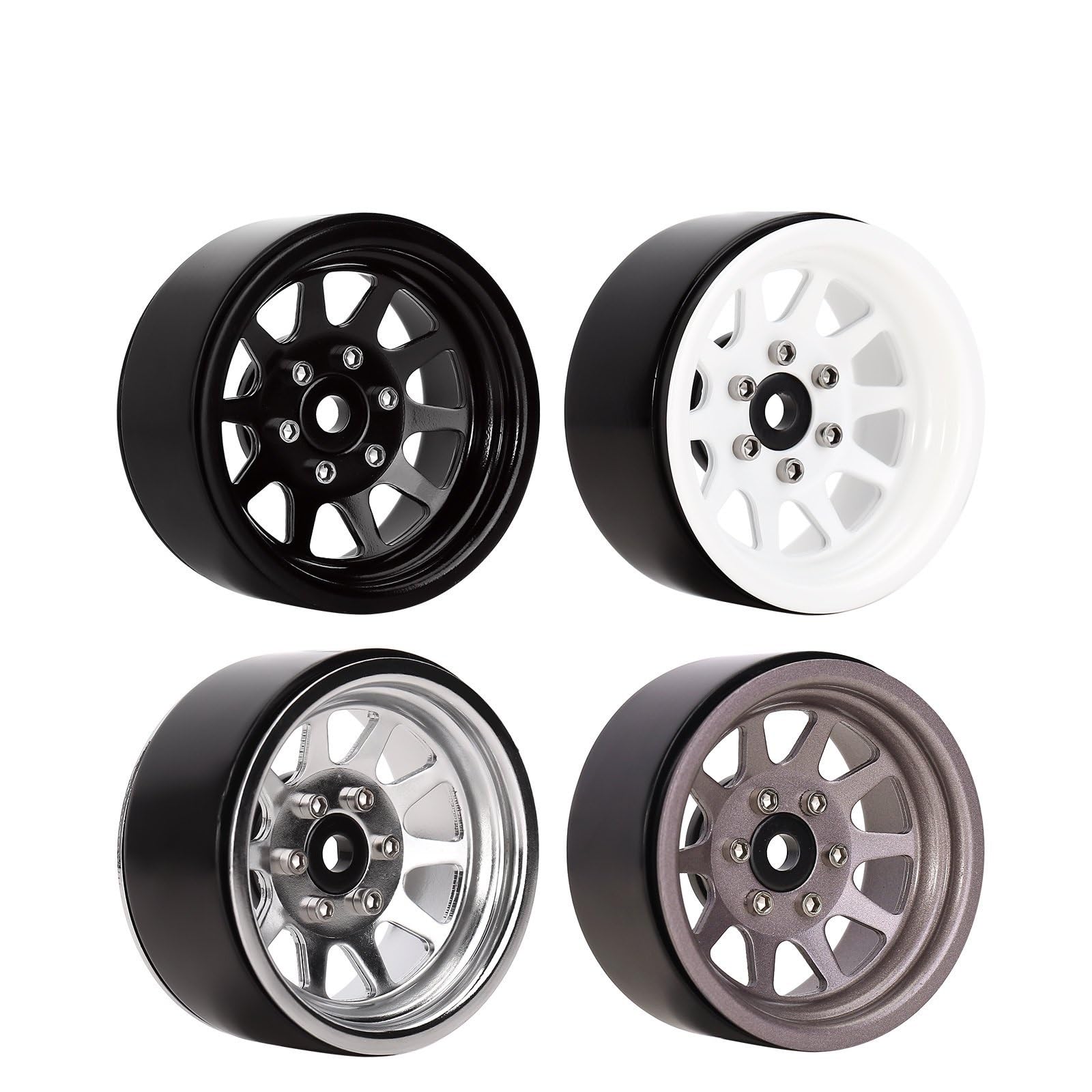 Piezas Accesorios RC para Axial para SCX10 para AXI03007 90046 para TRX4 para Redcat para GEN8 116 G/Unidad Llantas De Aleación De Metal 1,9 Beadlock para 1:10 RC Crawler