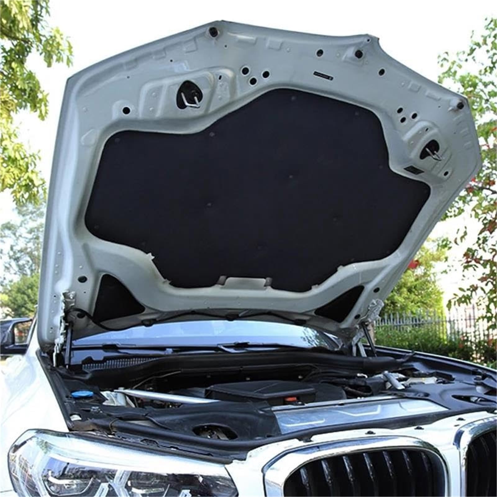 Copertura insonorizzante in cotone for cofano motore auto, isolamento acustico e termico, for BMW, X3 G01 X4 G02 2018 2019 2020 2021 2022 tappetino riscaldante per vano motore(Black 1)