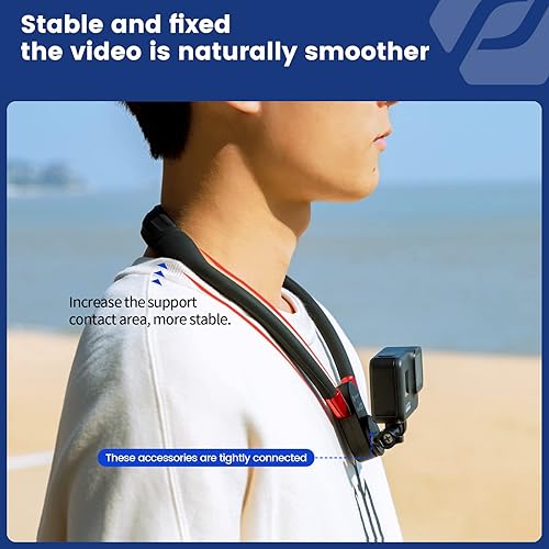 Vista 4 de Fotopro Soporte para selfie con clip para cuello POV, kit de montaje vertical, soporte de cuello de silicona flexible para teléfono con cámara