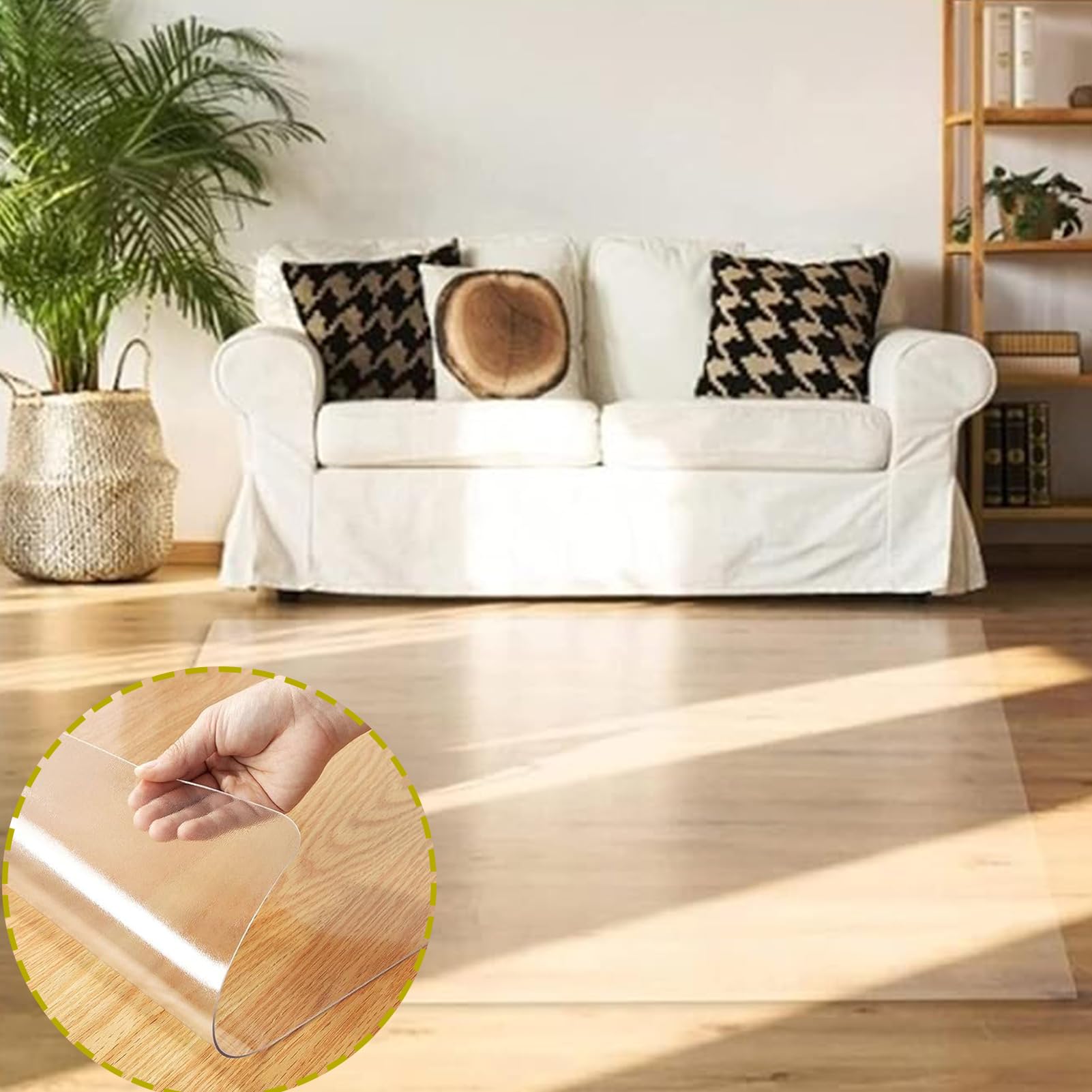 Transparent Givré Tapis De Sol Plaque De Cristal, Protecteur PVC De Verre Souple, Tapis Parquet de Sols Durs Protection, Antidérapant, pour Bureau à Domicile Cuisine