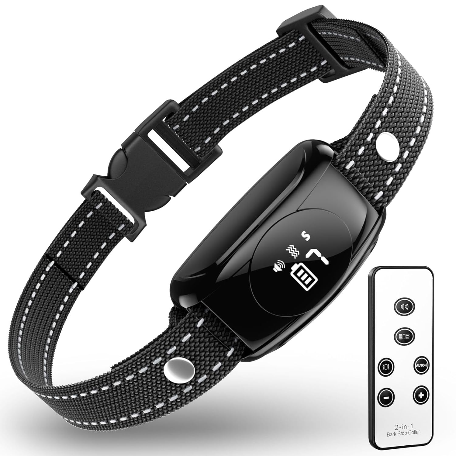 Bark Collar No Shock Bark Collar with Beep Vibration 7 Sensitivity Levels Barking Collar for Large Medium Dogs