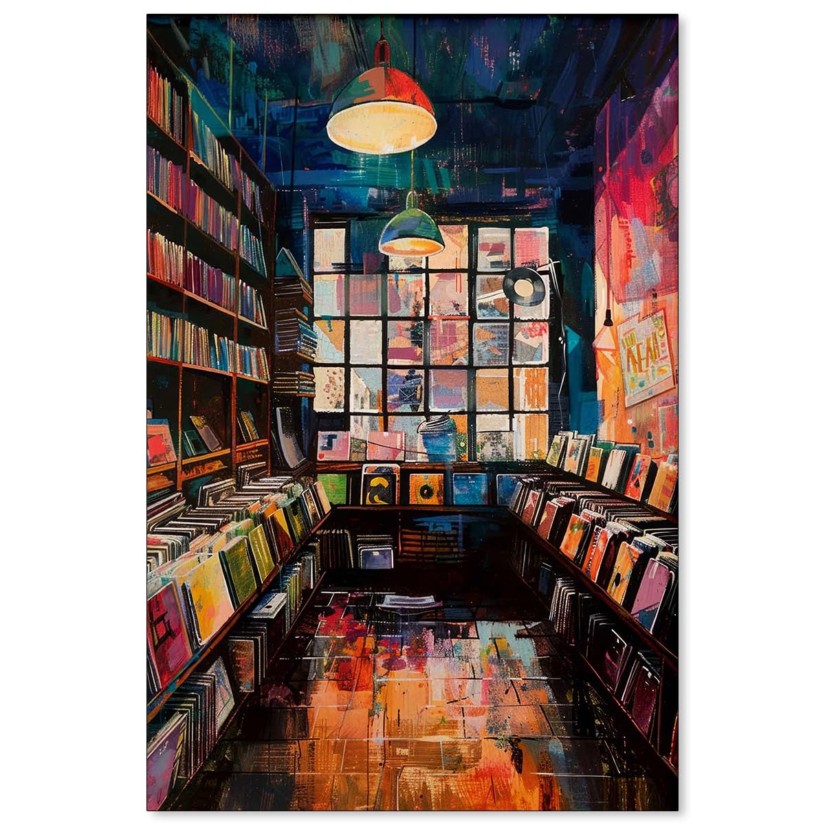 Jefuzh Vinyl Record Store Poster Music Album Cover Wall Art Vintage Aesthetic Prints for Vinyl Record Lovers Living Room Bedroom Wall Decor 20x30 inch