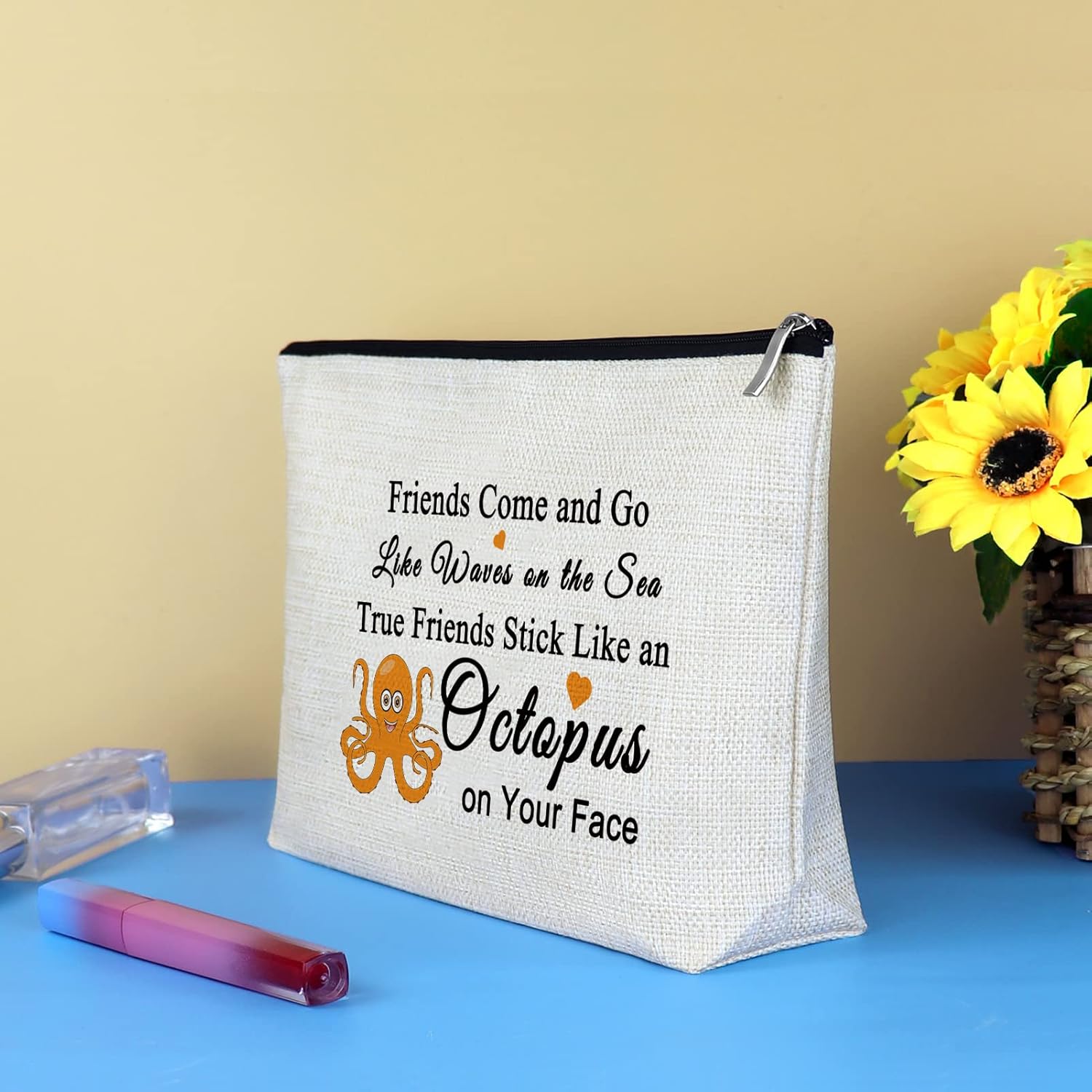 Friendship Makeup Bag Funny Best Friend Gift for Women Octopus Lover Gift for Sister Travel Cosmetic Bag Long Distance Friendship Present Birthday Graduation Present for Best Friends Bestie Sister - Image 6