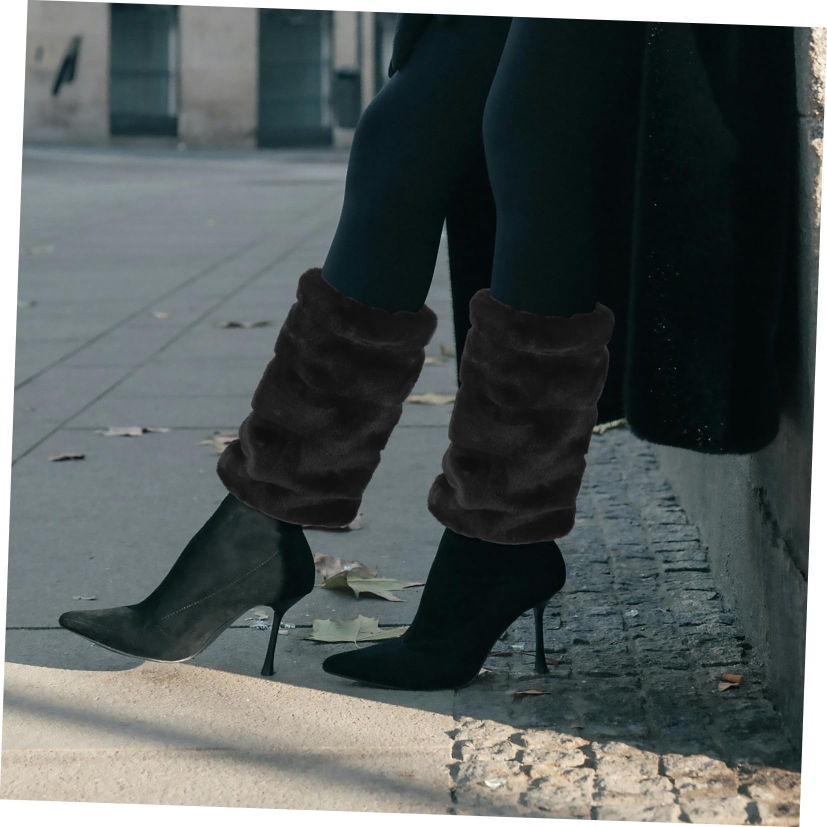 Calentadores De Peluche Para Mujer Puños Para Botas Largos Piel Sintética Negra Invierno 30 Cm Cálidos Cubrebotas De Moda