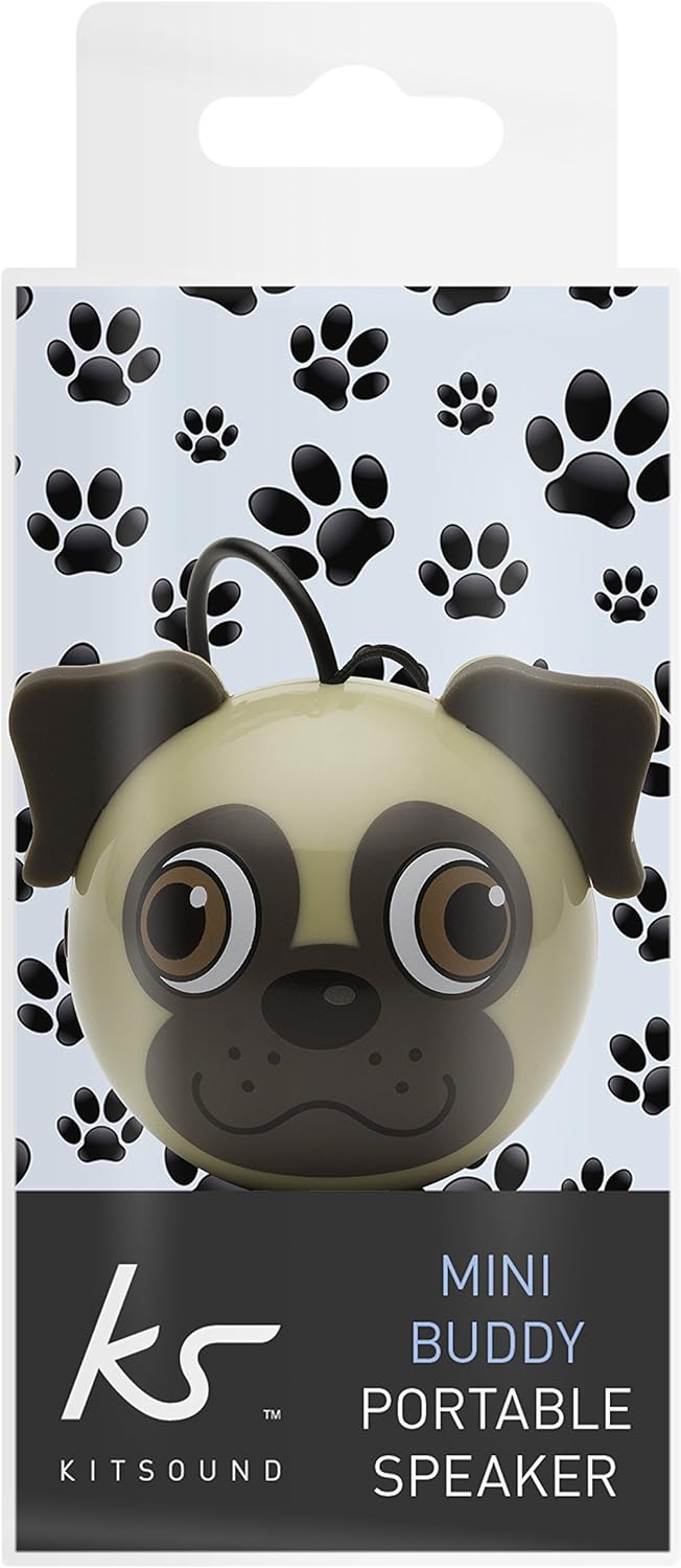 KitSound Mini Buddy Pug speaker in its retail packaging