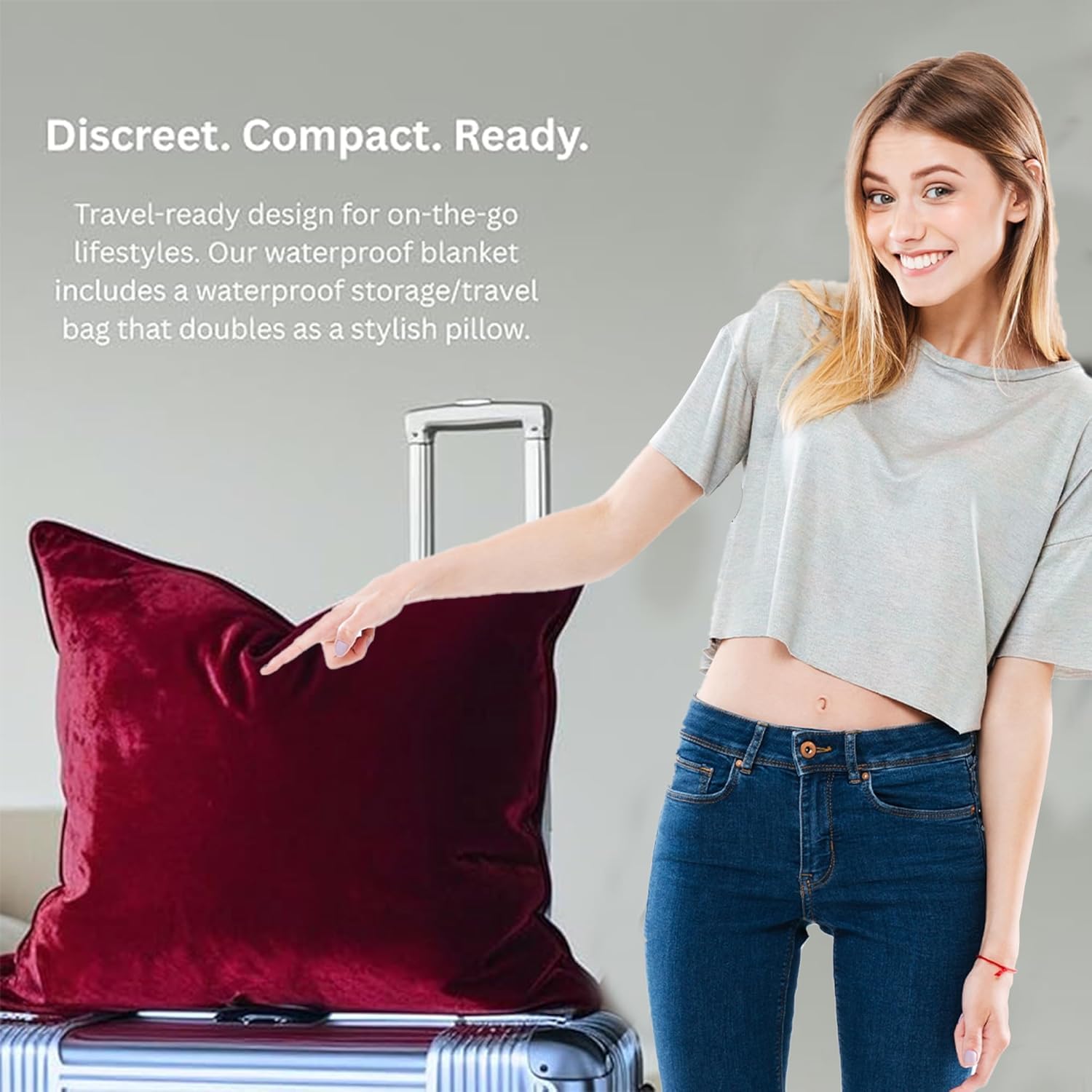 Waterproof Blanket for Bed 60” x 80” with Bonus Throw Pillow Case – Absorbent Blanket, Reversible Luxury Sherpa Plush Throw, Washable Leakproof Bed Protector, Sofa & Couch Cover