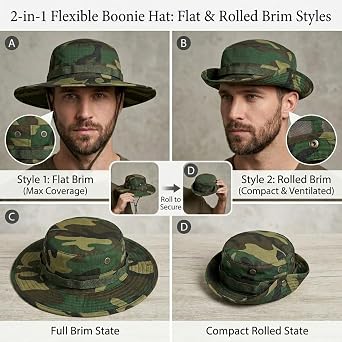 HAPEE Boonie Hats for Men, Camouflage, HC 60cm
