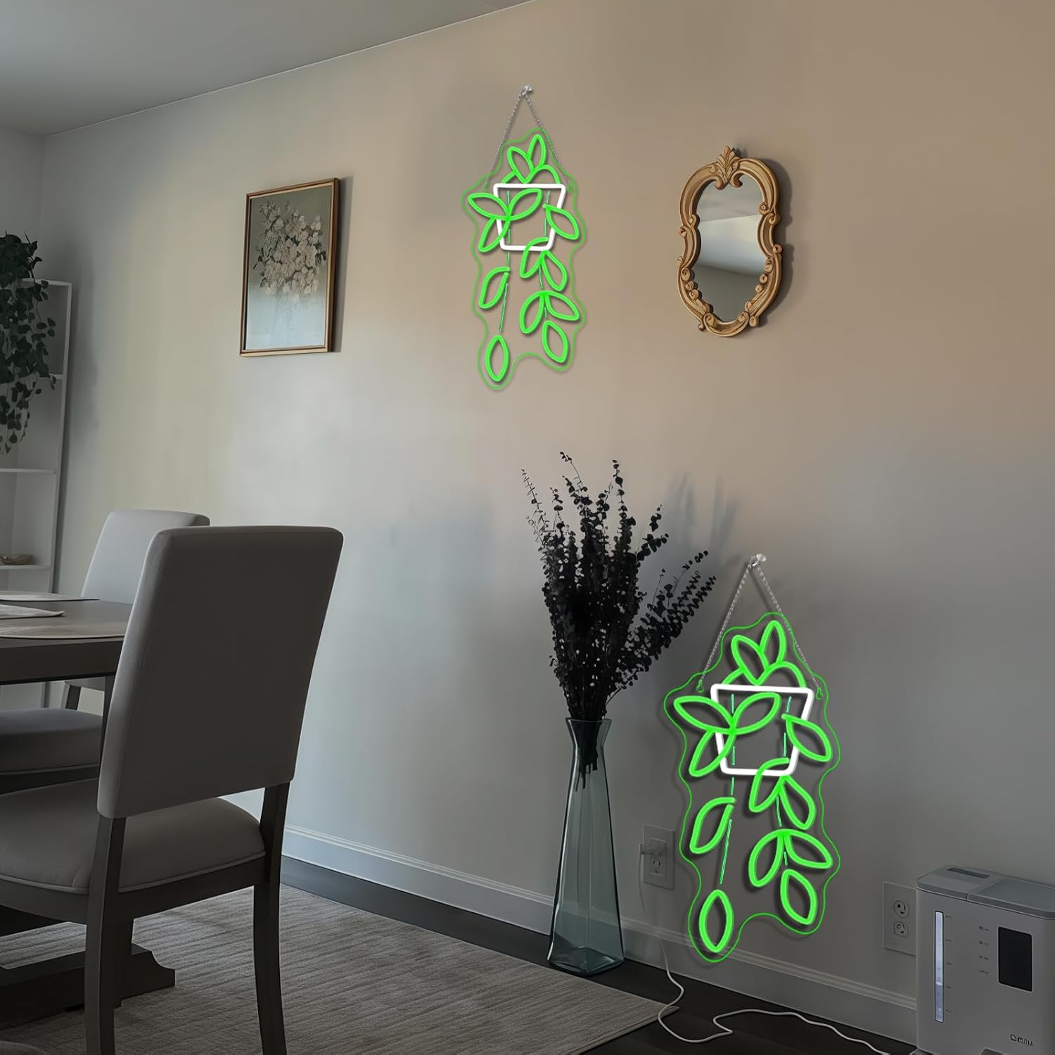 Pothos Pots Neon Sign Botanical LED Wall Decor for Plant Shops, Home Gardens & Green Spaces, USB-Powered with Adjustable Brightness Design