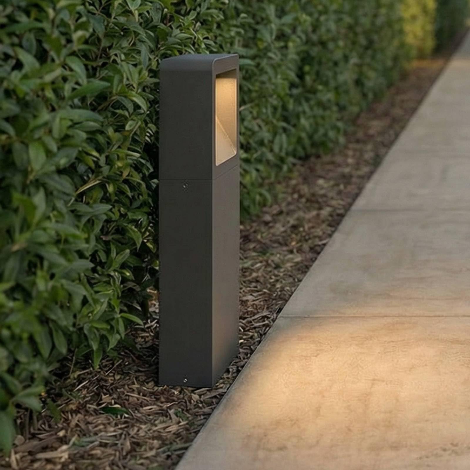 Lindby Lampioncino da giardino moderno, Faretto LED esterno alluminio Lampade Terra per Aiuola Sentiero Patio Ingresso Lampione integrato 6W Bianco Caldo 35 cm