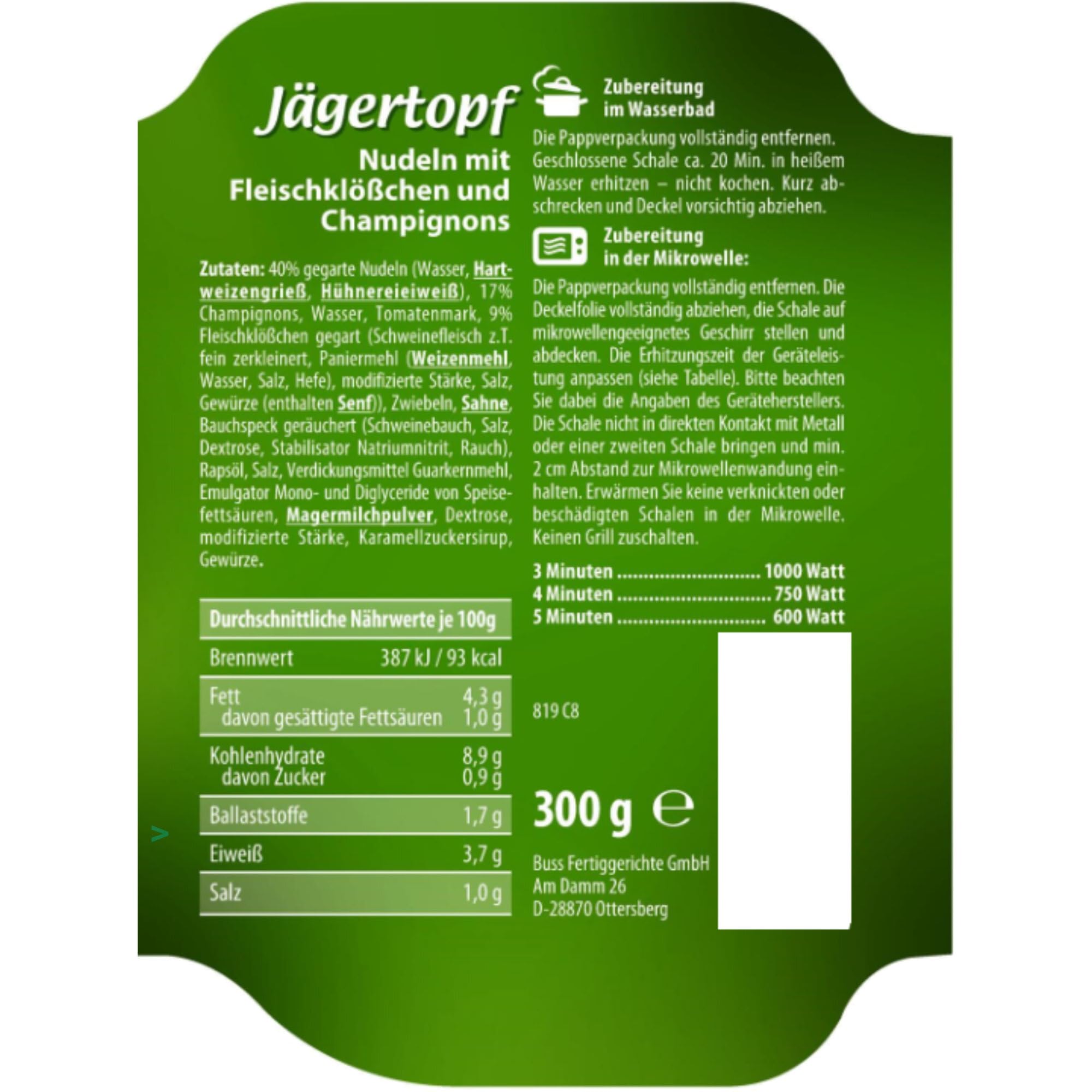 Buss Fertiggerichte Probierpaket XXL (8x300g Packung) + usy Block