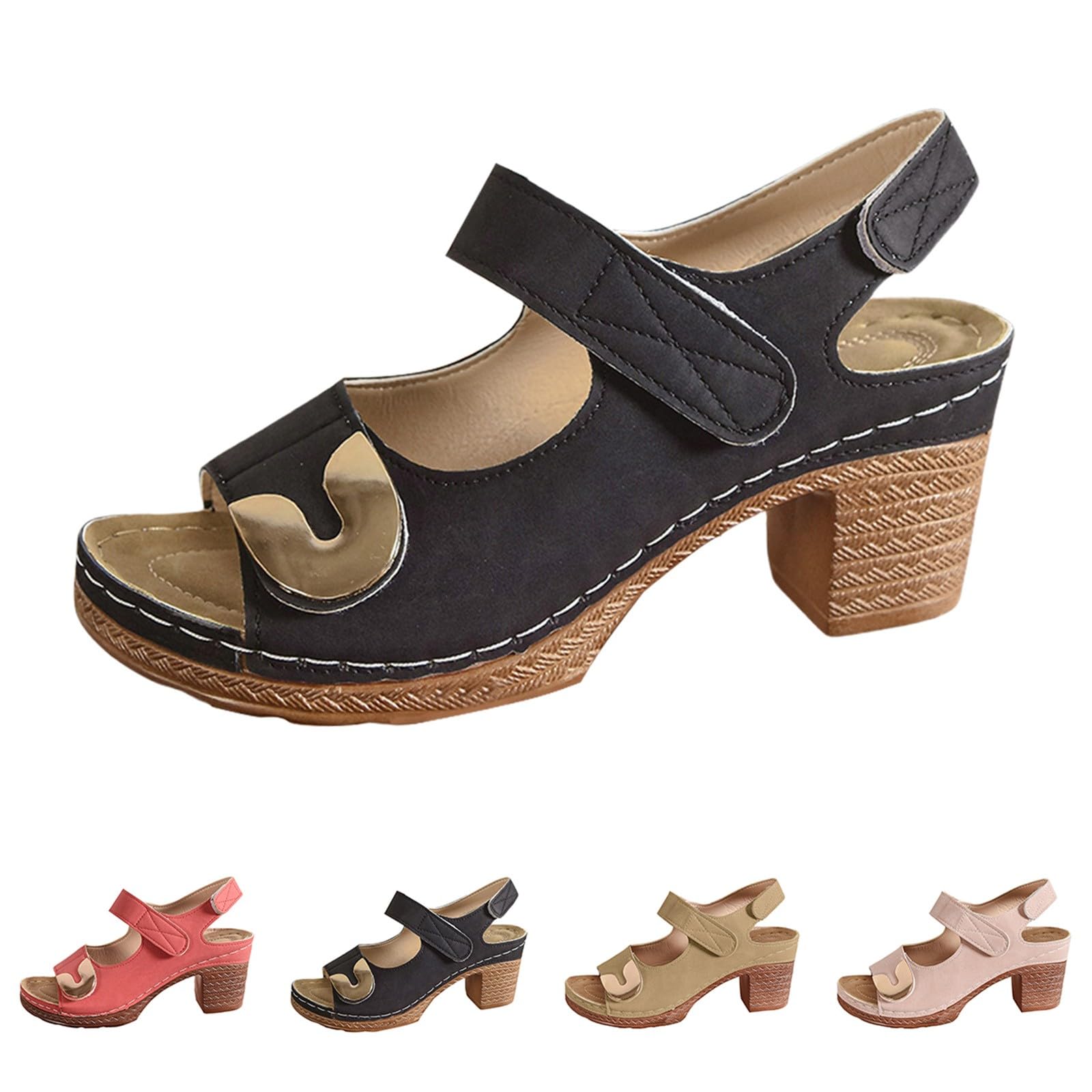 Sandali Donna con Zeppa Estive Plateau Eleganti Sandali estivi casual da donna 2025 comodi in tinta unita con tacco grosso cinturini regolabili Bassi Gioiello Scarpe da Mare