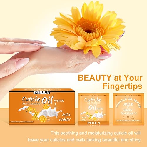 Miniatura 7 de NXJ INFILILA Almohadillas de aceite para cutículas, 100 unidades de aceite hidratante para cutículas envueltas individualmente para uñas, aceite de