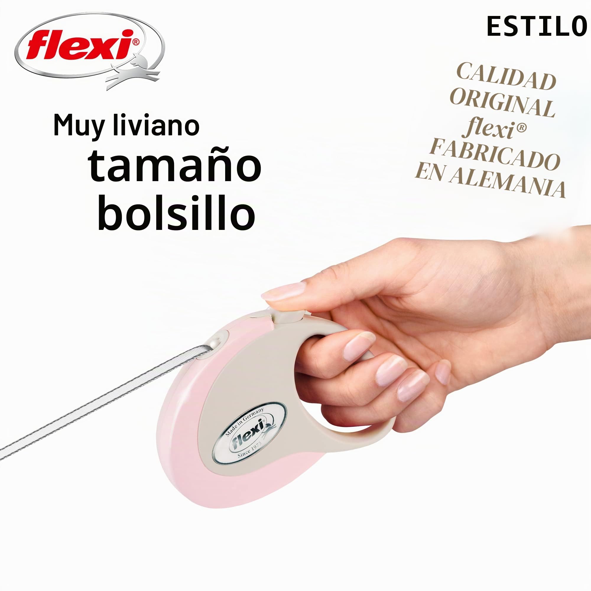 Flexi Correa de Perro retráctil Rosa, 10 pies, pequeña