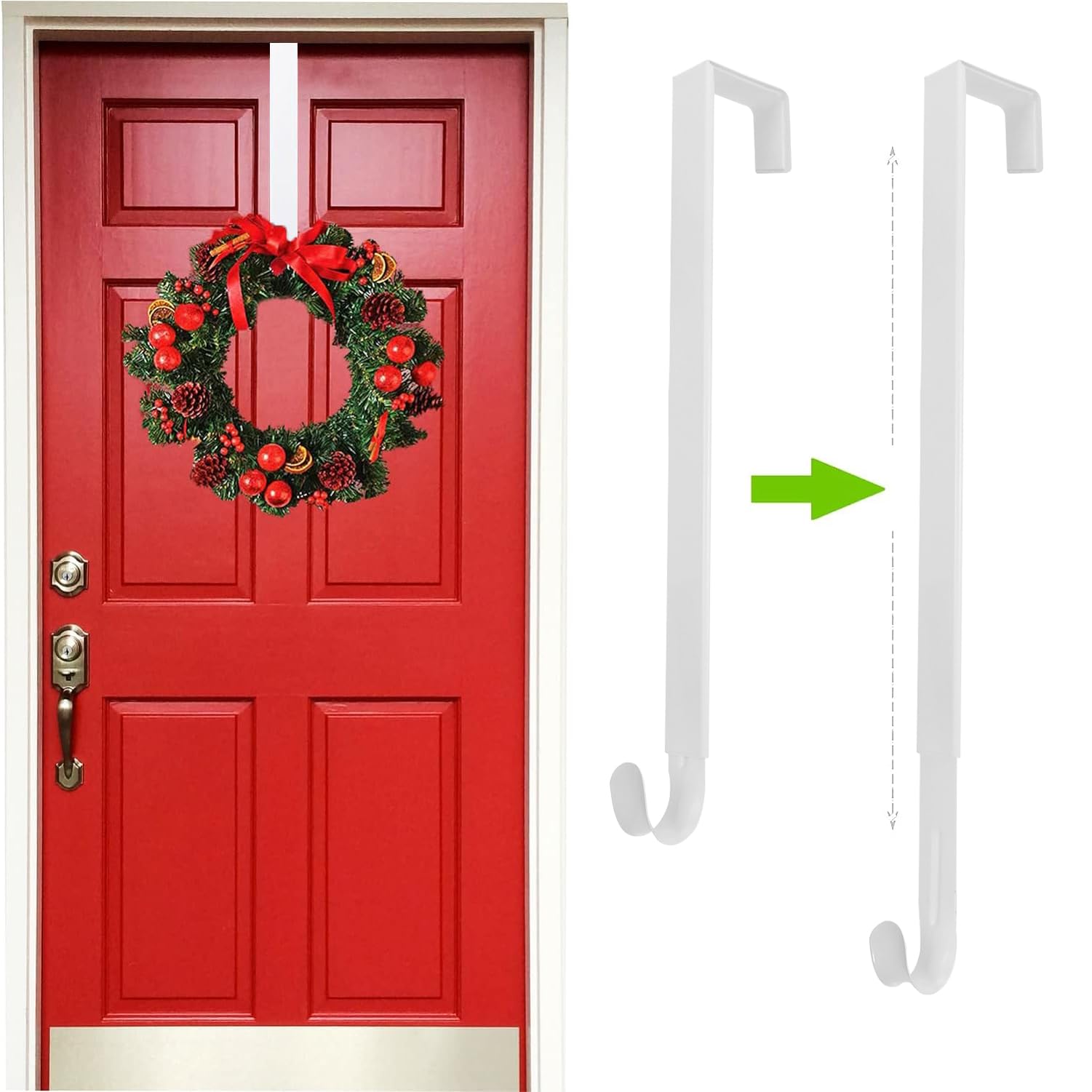 Adjustable Wreath Hanger for Front Door, Wreath Door Hanger Front Door Wreath Hook from 15