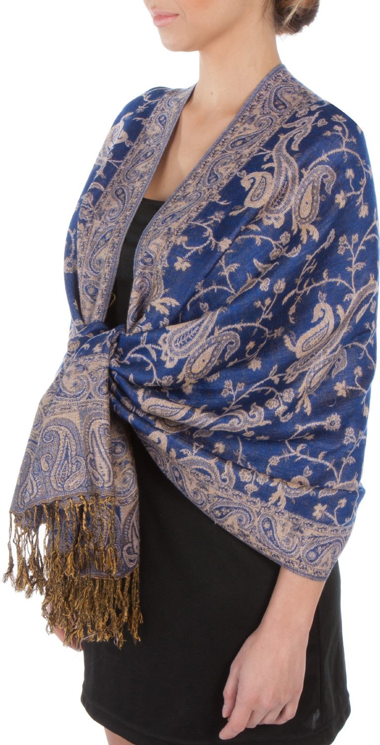 SakkasDouble Layer Jacquard Paisley Pashmina Shawl/Wrap/Stole