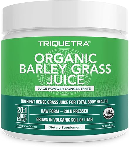Polvo de jugo de hierba de cebada orgánica cultivado en suelos volcánicos de Utah forma cruda y bioactiva prensado en frío y luego secado con CO2