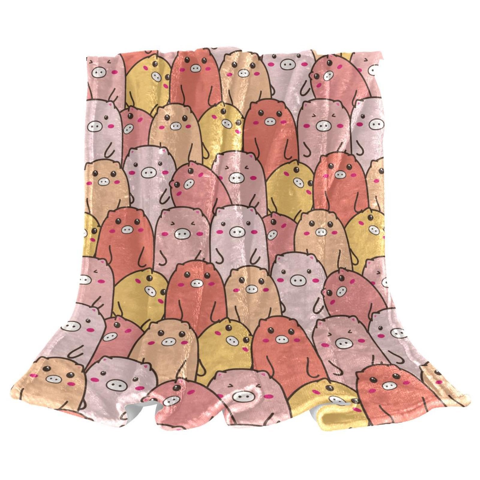 Couverture polaire porcs contre le froid plaid doux pour chaises et divans