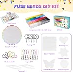 Kit de Perles Fuse - 36 Couleurs 11,000 Perles Fondantes DIY Set d'Artisanat pour Enfants avec 5 Plaques à Piquets, Papier à Repasser, Accessoires de Chaîne, Jouets d'Anniversaire pour Garçons Filles