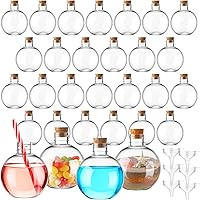 Vista 9 de Jinei 30 botellas de plástico con forma de bola de 6 onzas, botellas esféricas de plástico transparente para poción, bolas de adorno de cóctel