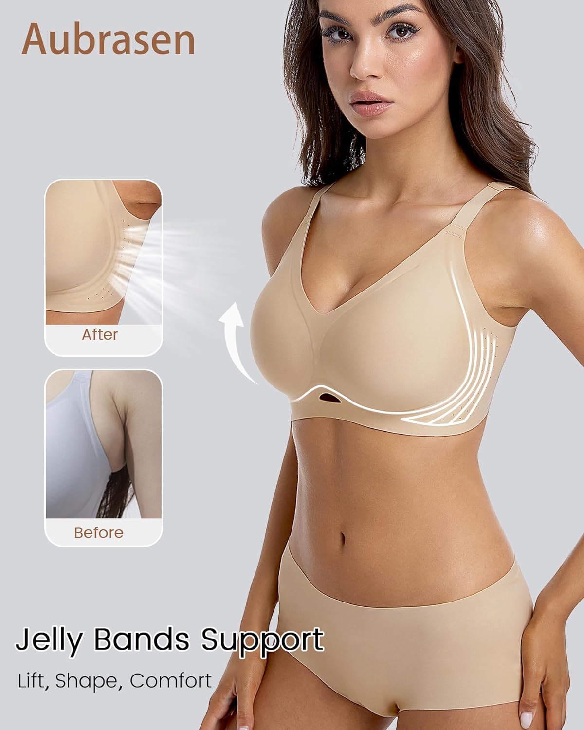 Wireless Jelly Bras for Women No Underwire Push Up Bralette Breathable Soft Comfortable T-Shirt Bra Everyday Wear - Image 2