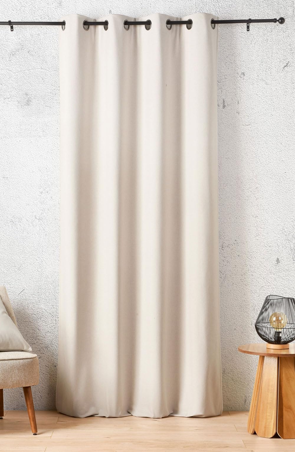 Linder Rideau Isolant obscurcissant Thermique - Effet Peau de pêche - Coloris Blanc Craie - Finition œillets Canon de Fusil - Dimensions 135x260cm - 100% Polyester - Collection Baltic