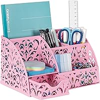 Vista 19 de EasyPAG Organizador de Escritorio Portaplumas con Cajón Copa para Lápices para Escritorio 6 Compartimentos Caddy de Oficina de Metal