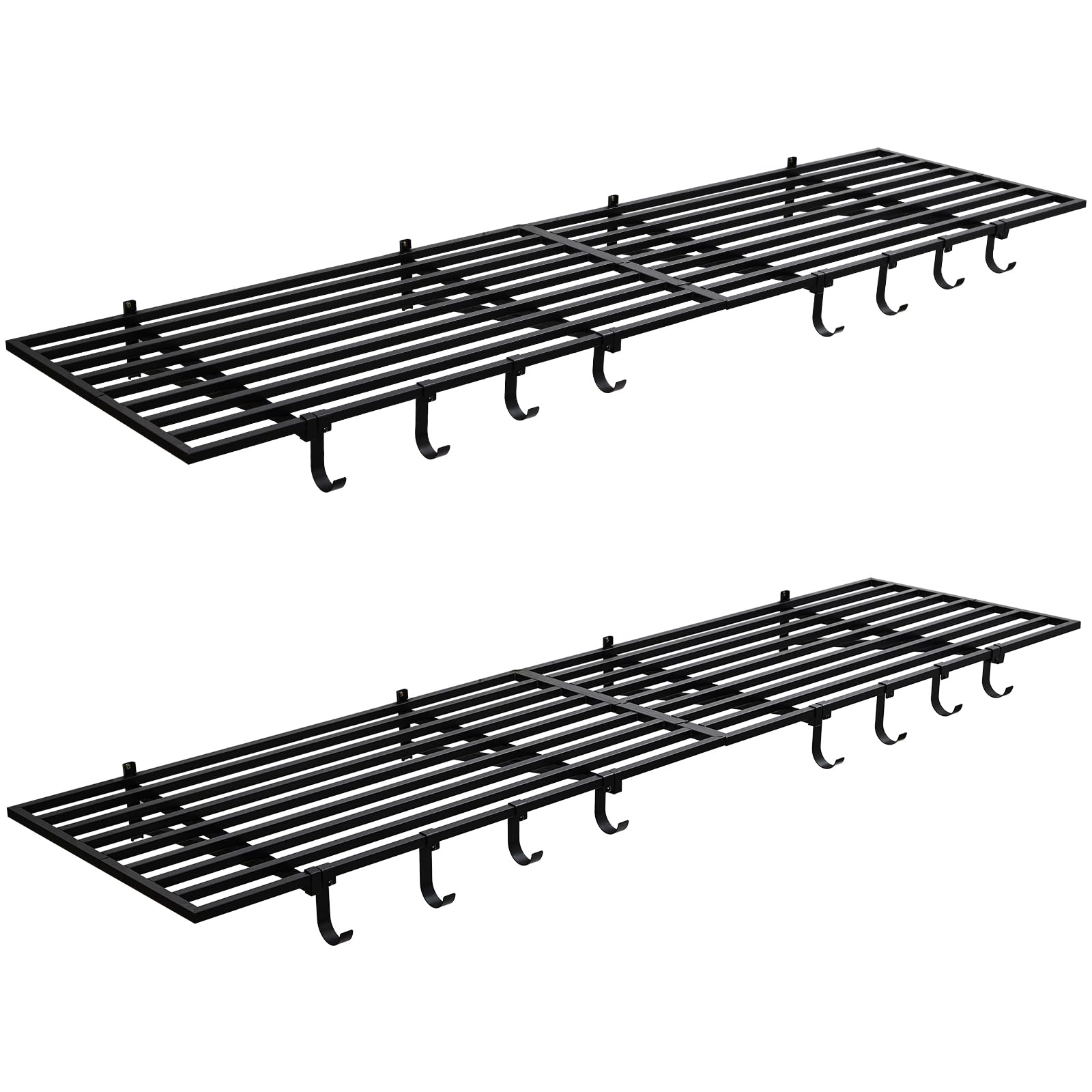 Set di 2 mensole da parete per garage - Scaffali in metallo pesante - Portata 400kg - Ganci inclusi - Soluzione salvaspazio per garage, officina, casa - Montaggio a muro facile - 2*4ft 2pcs